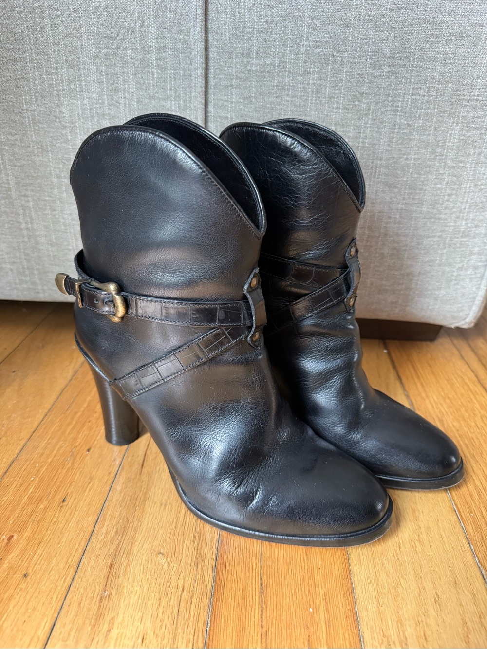 Sartore Black Leather Boots - Size 39.5